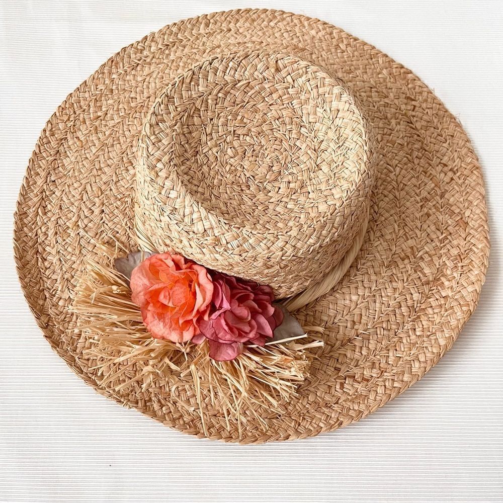 Womens Summer Hat Wide Brim Straw Floral Fashion Garden Vacation Beach Sun OS